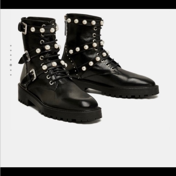 COPY - ZARA PEARL COMBAT BOOTS NWT size 42 - Picture 3 of 6